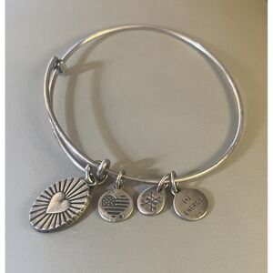 Charm Bracelet +Energy Heart Flag Love Adjustable Bracelet 4 Charms‎ 5 To 7 In.